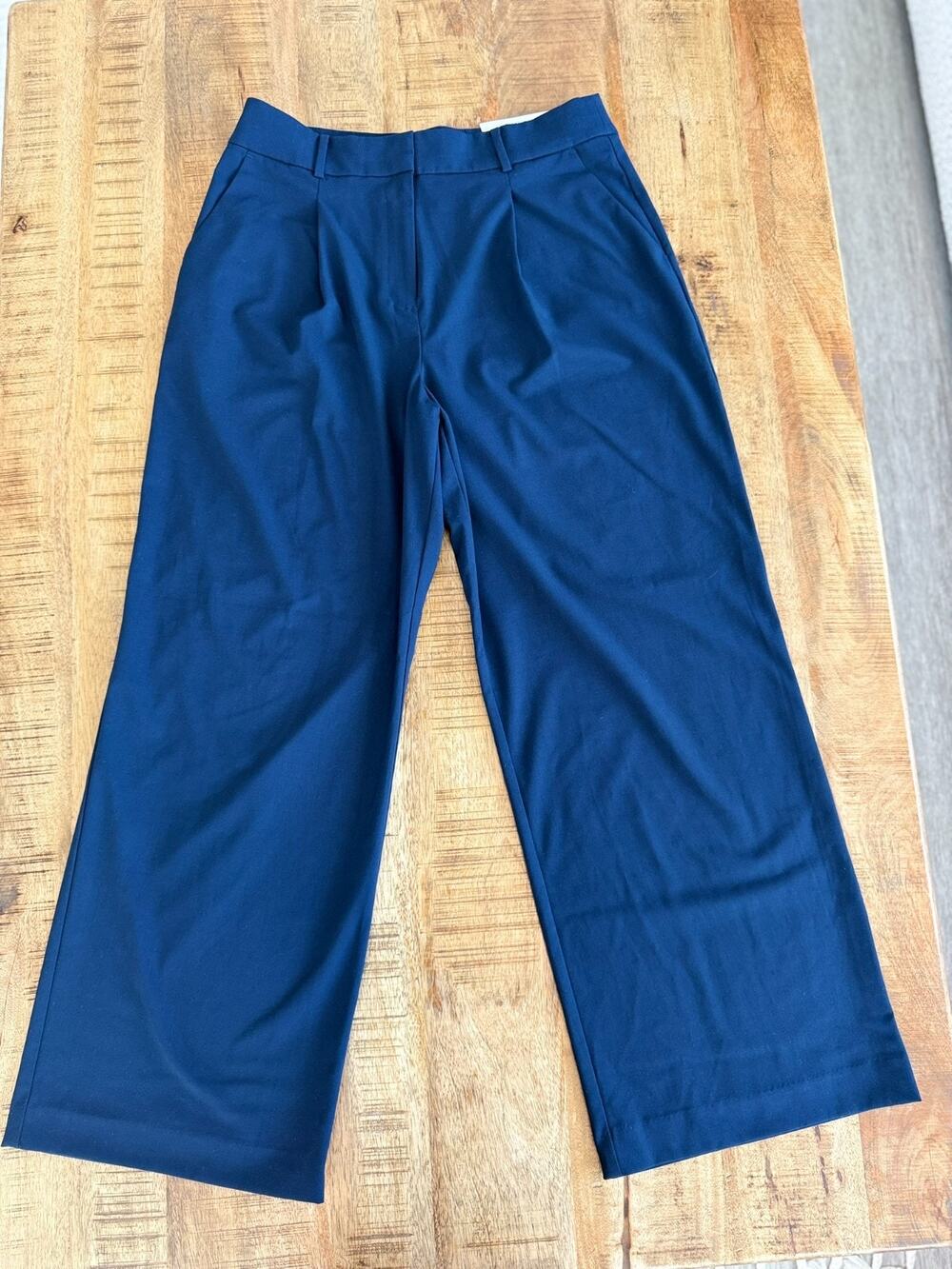 NWT LOFT Women's Size 10 Navy Blue The Peyton Trouser Wide Leg Pleated High Rise